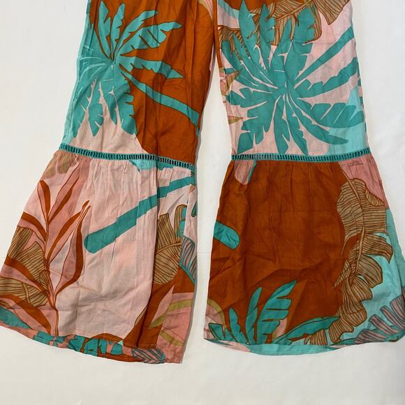 True Destinations Women Resort Flare Wide Leg Pant Coverup S Tropical Beach Boho - Picture 7 of 13